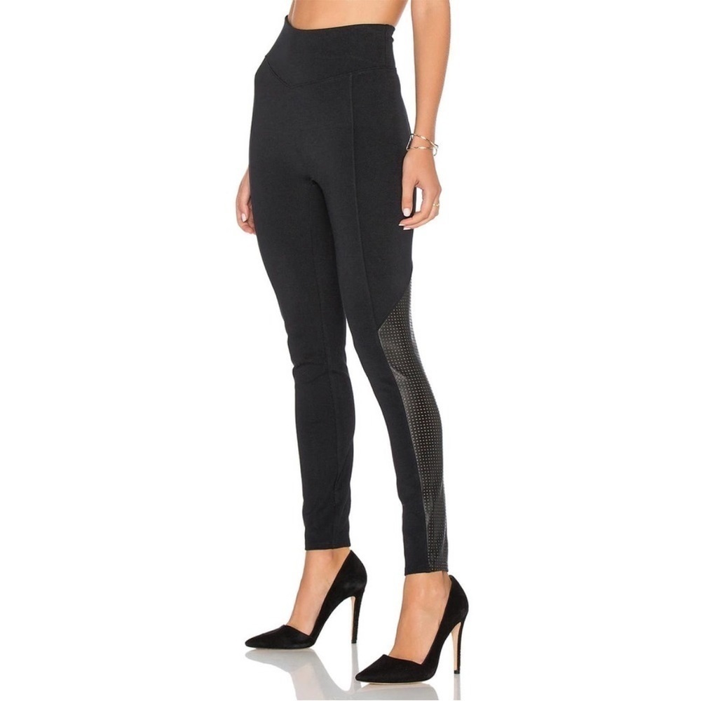 Spanx Perforated Panel Legging Black Size S Faux Leather Panels